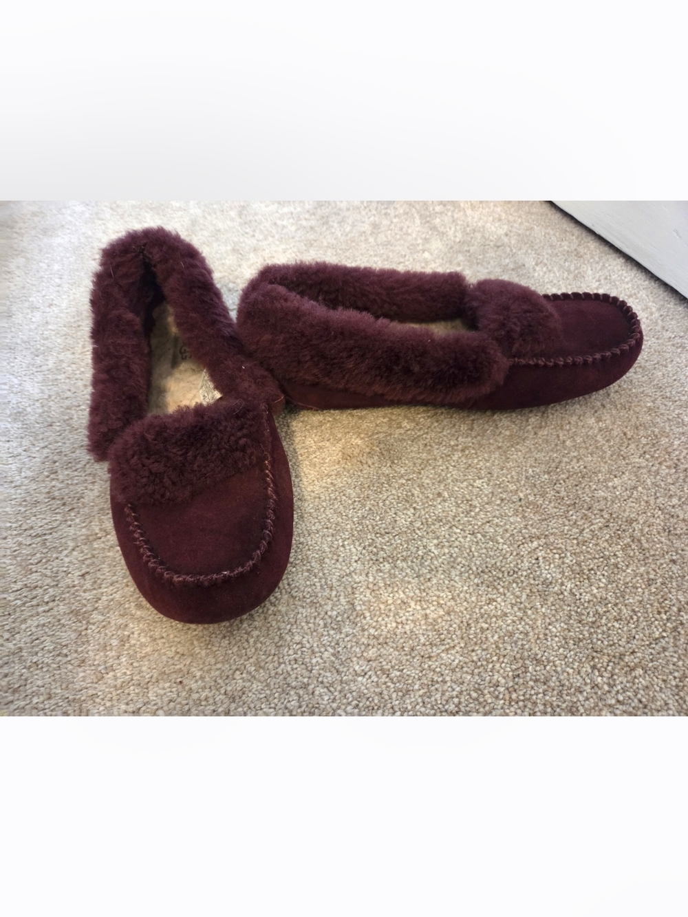 UGG Women's Burgundy Plush Shearling Moccasins